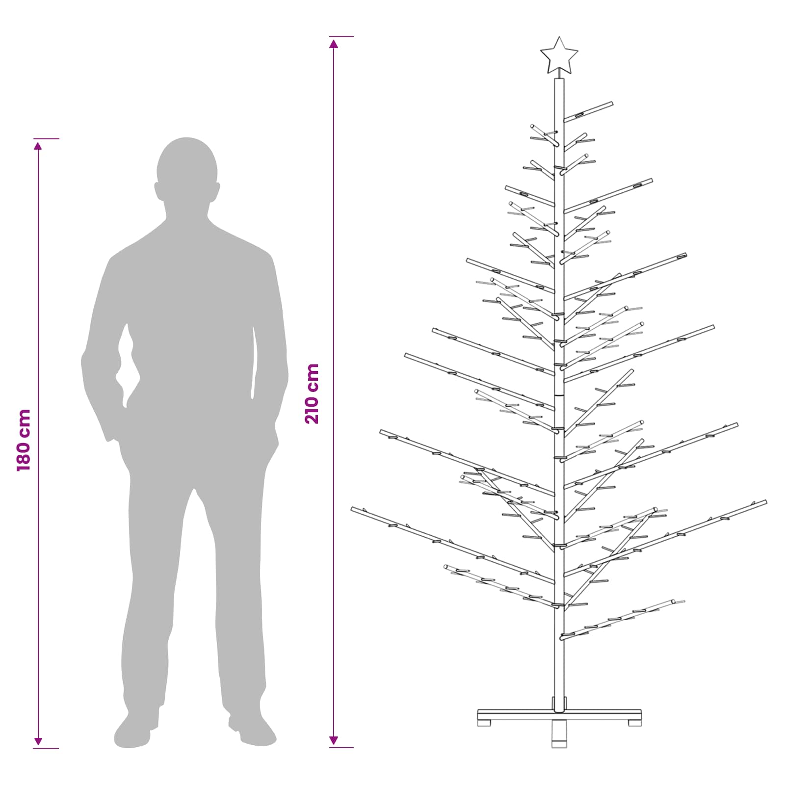 Wooden Christmas Tree KOTKA 210 cm Bamboo and solid pine wood