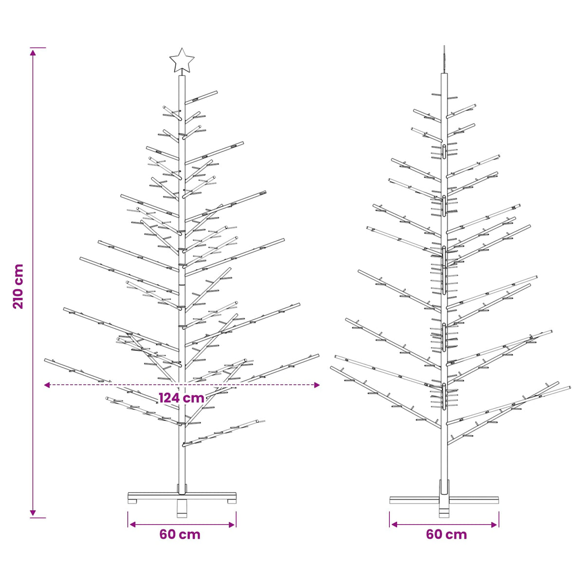 Wooden Christmas Tree KOTKA 210 cm Bamboo and solid pine wood