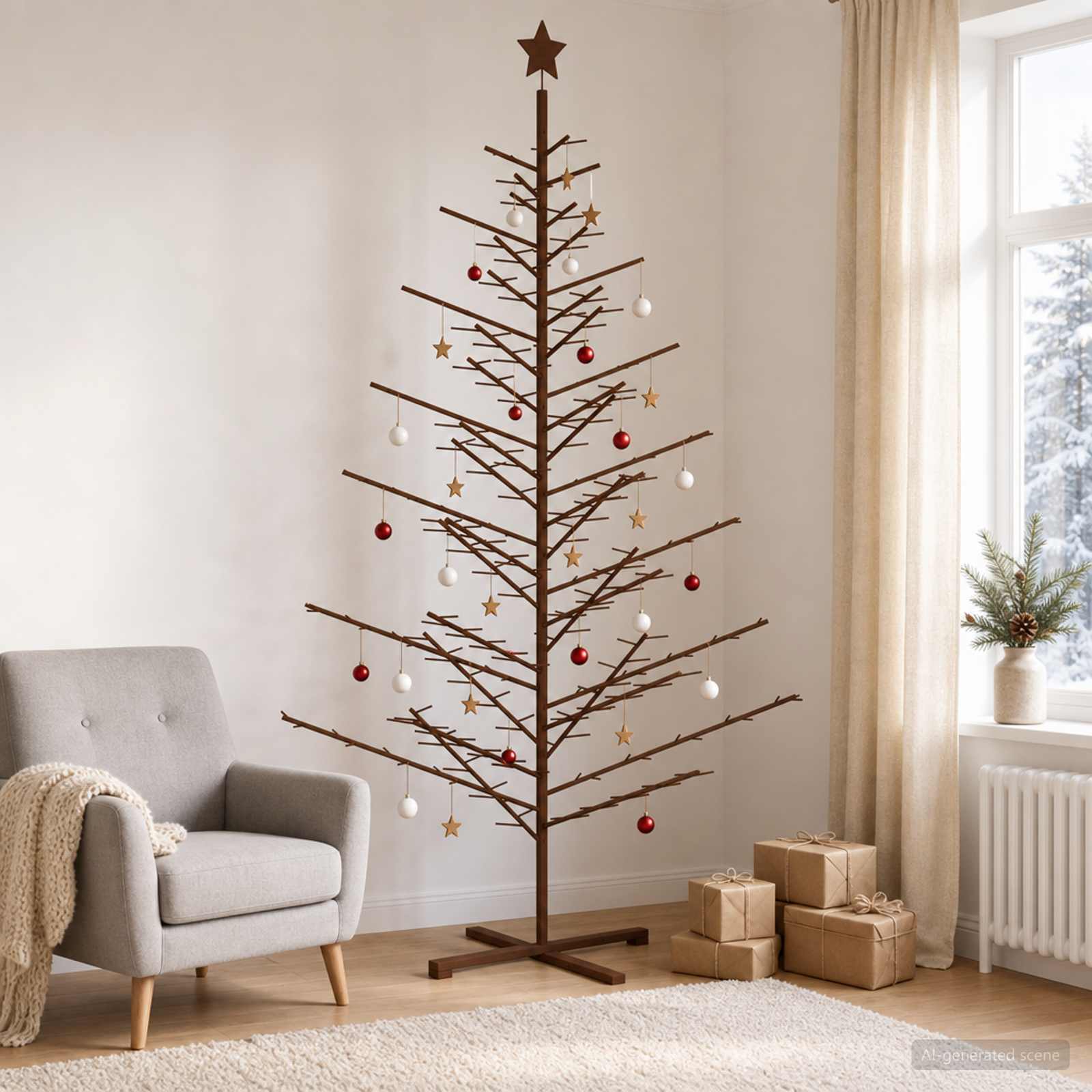 Wooden Christmas Tree KOTKA 240 cm Bamboo and solid pine wood