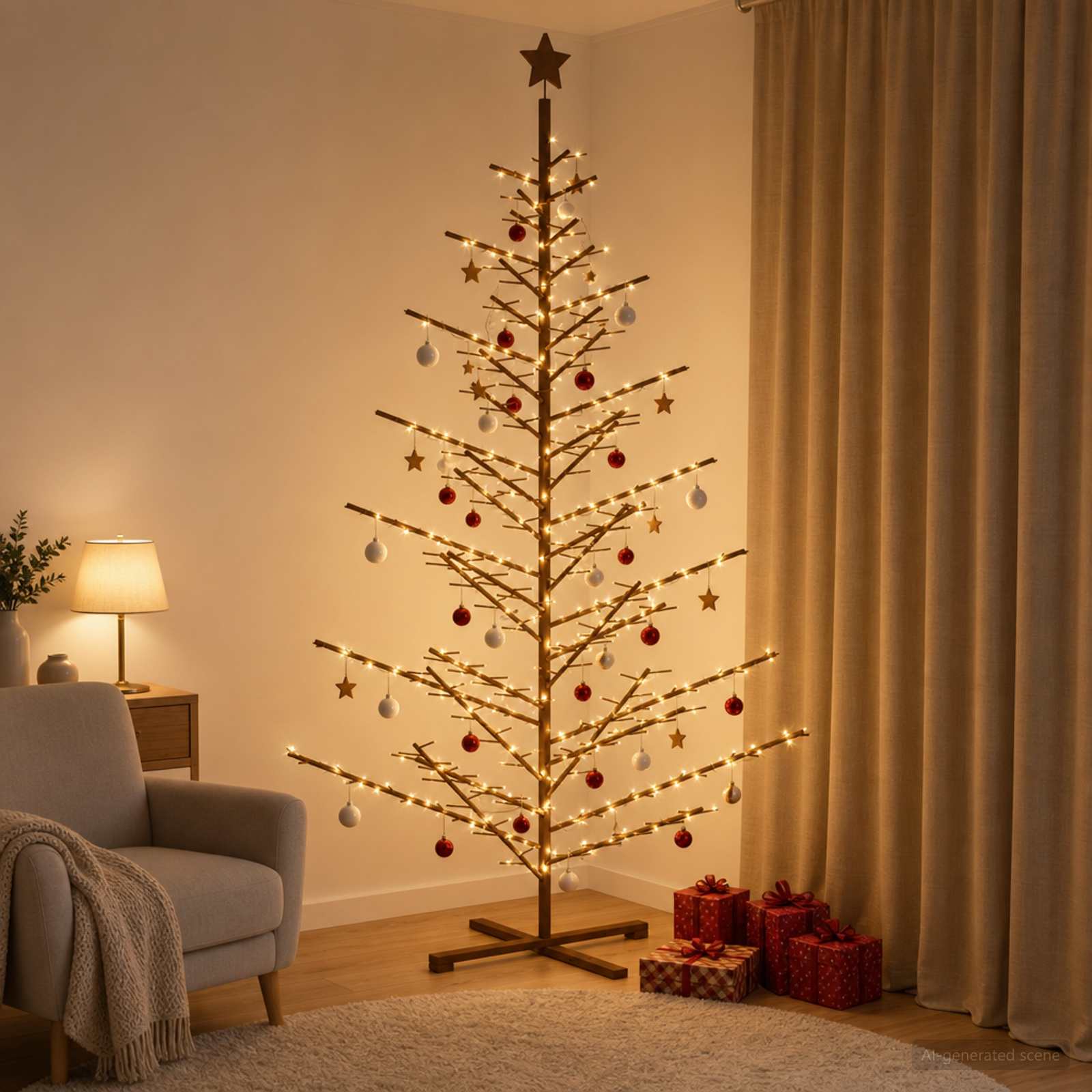 Wooden Christmas Tree KOTKA 240 cm Bamboo and solid pine wood