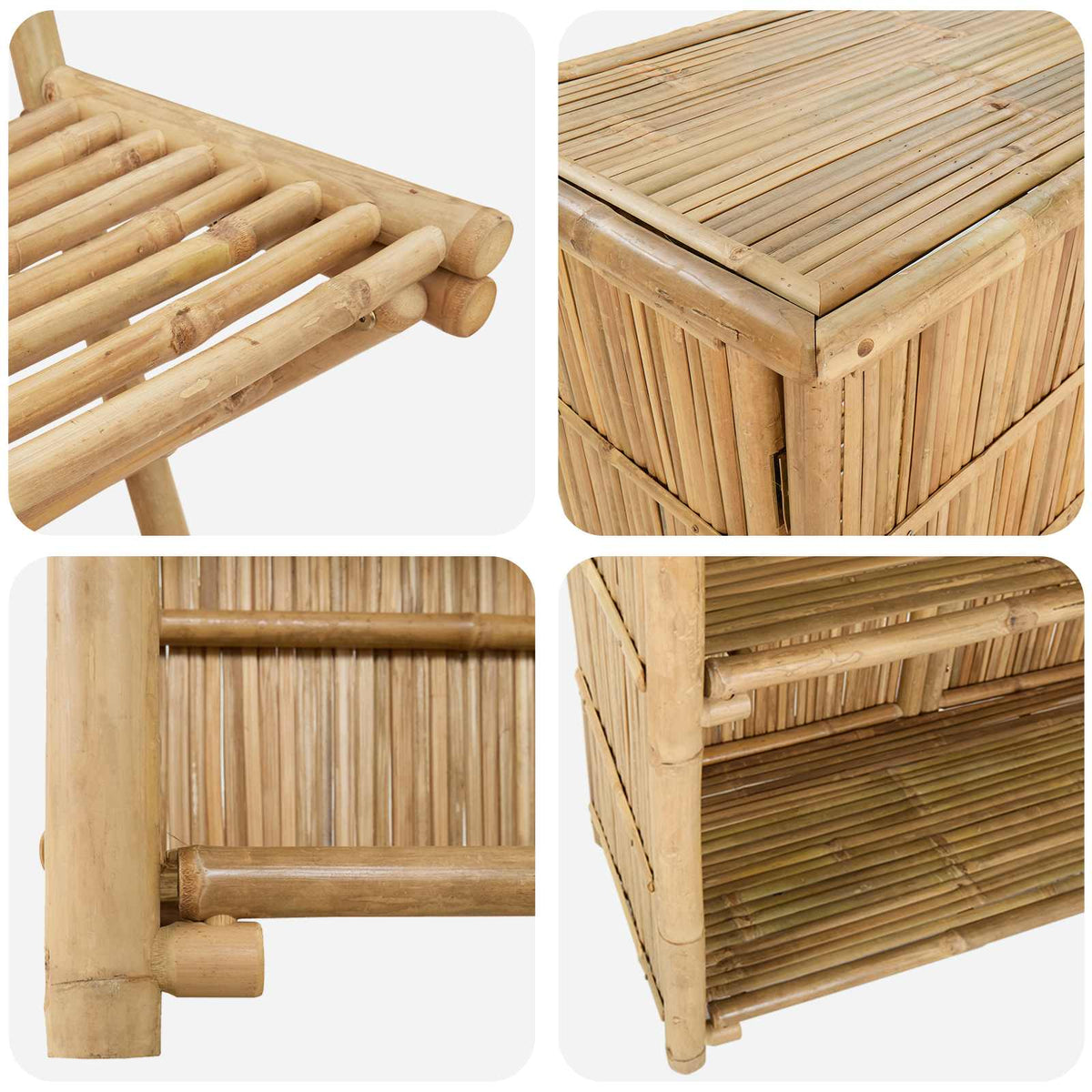 Outdoor Bar Table and Stools 3 pcs Natural Bamboo