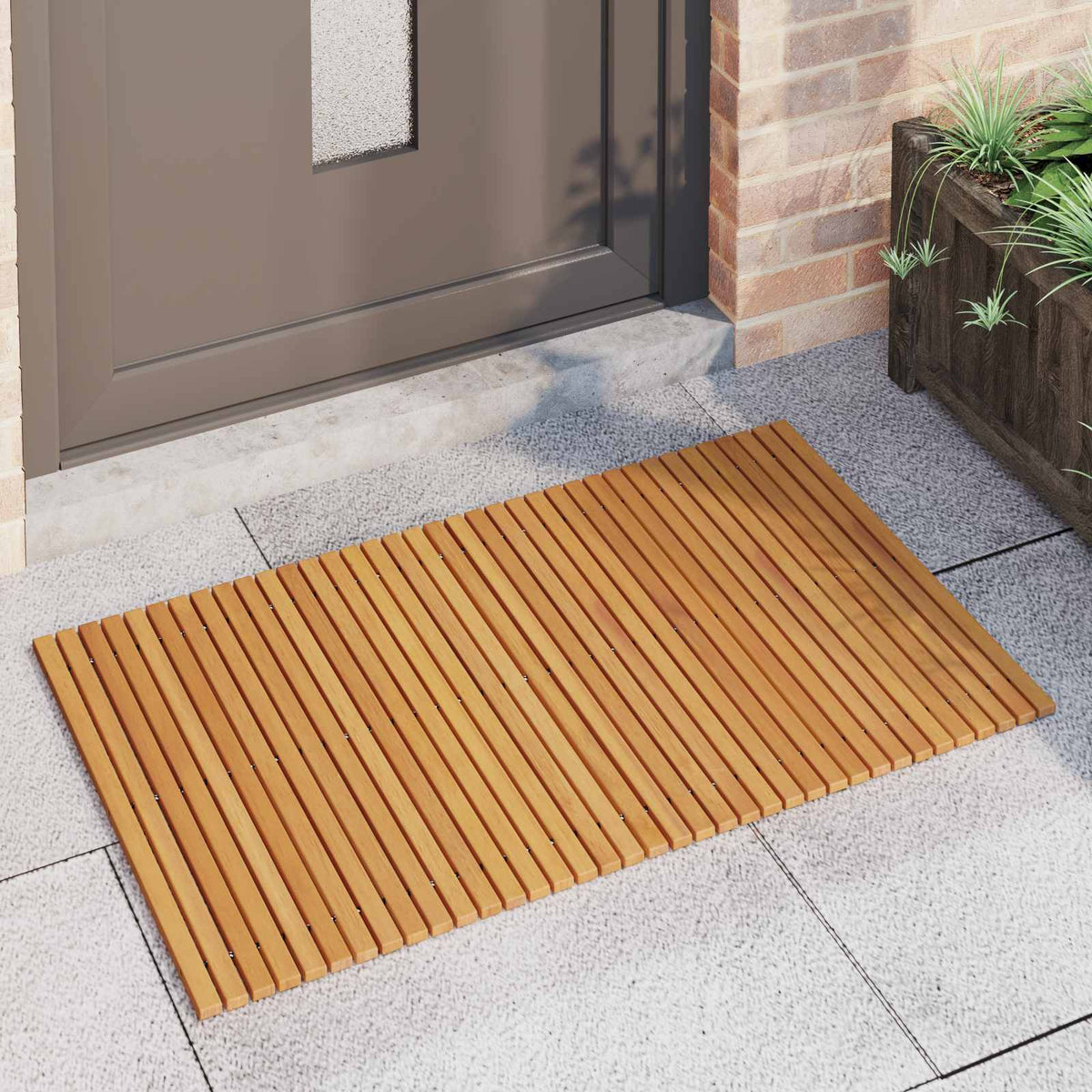 Bath Mat 2 pcs Natural 100 x 60 cm Solid Acacia Wood