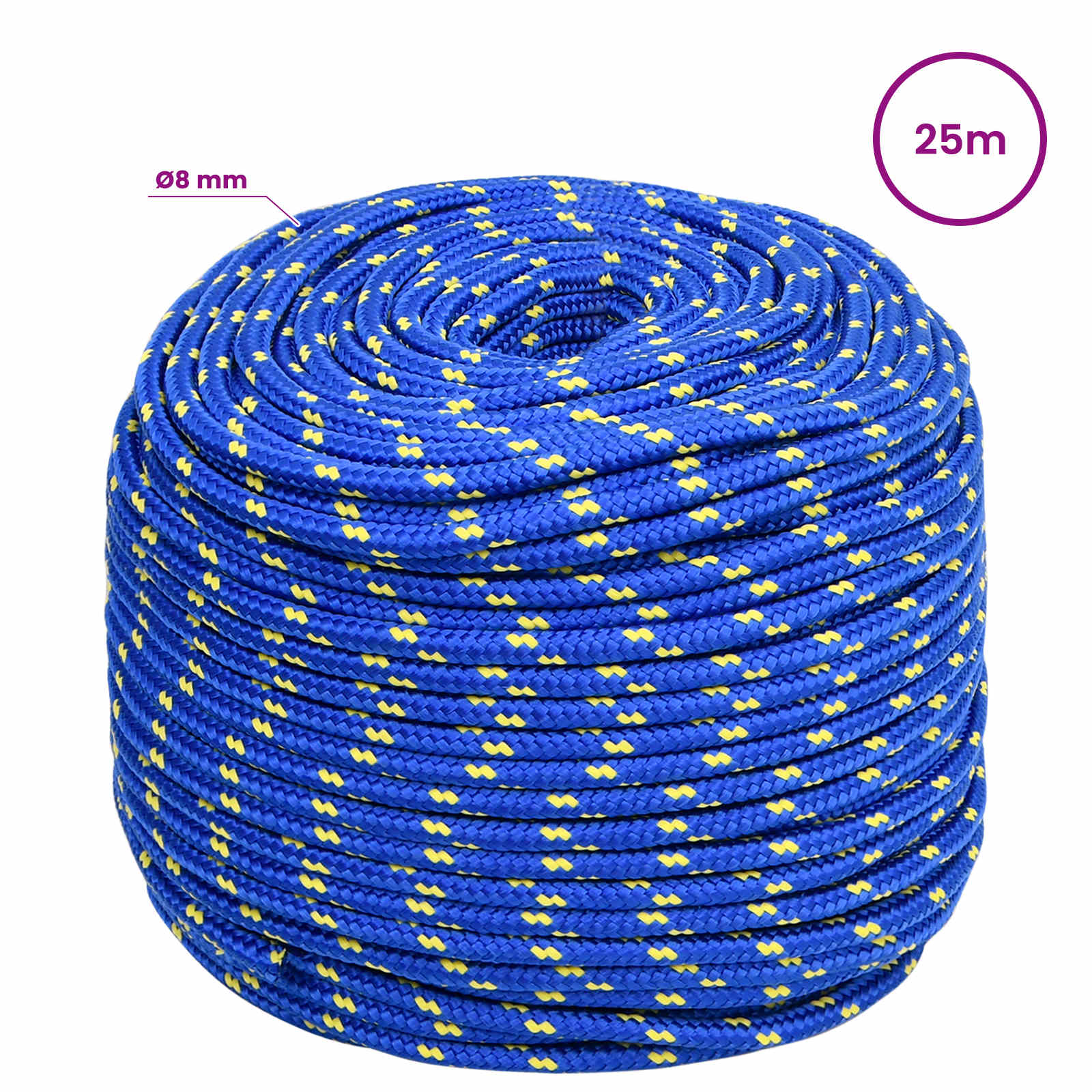 Multipurpose Utility Rope 8 mm 25 m Blue PP 420 kg Max Load