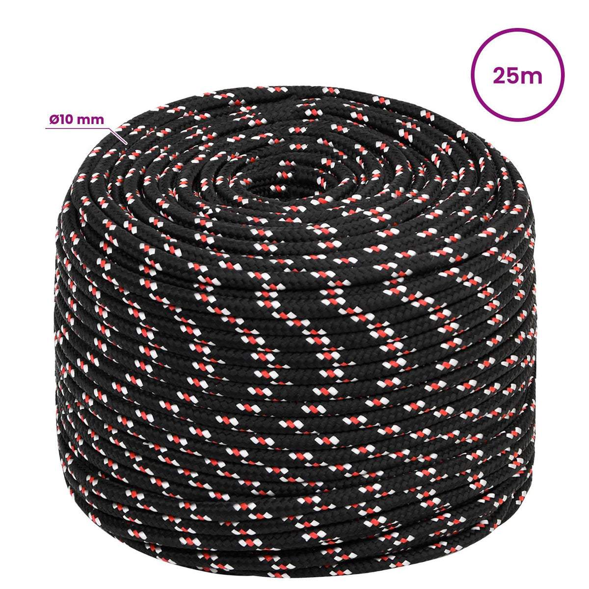 Multipurpose Utility Rope 10 mm 25 m Black and Red PP