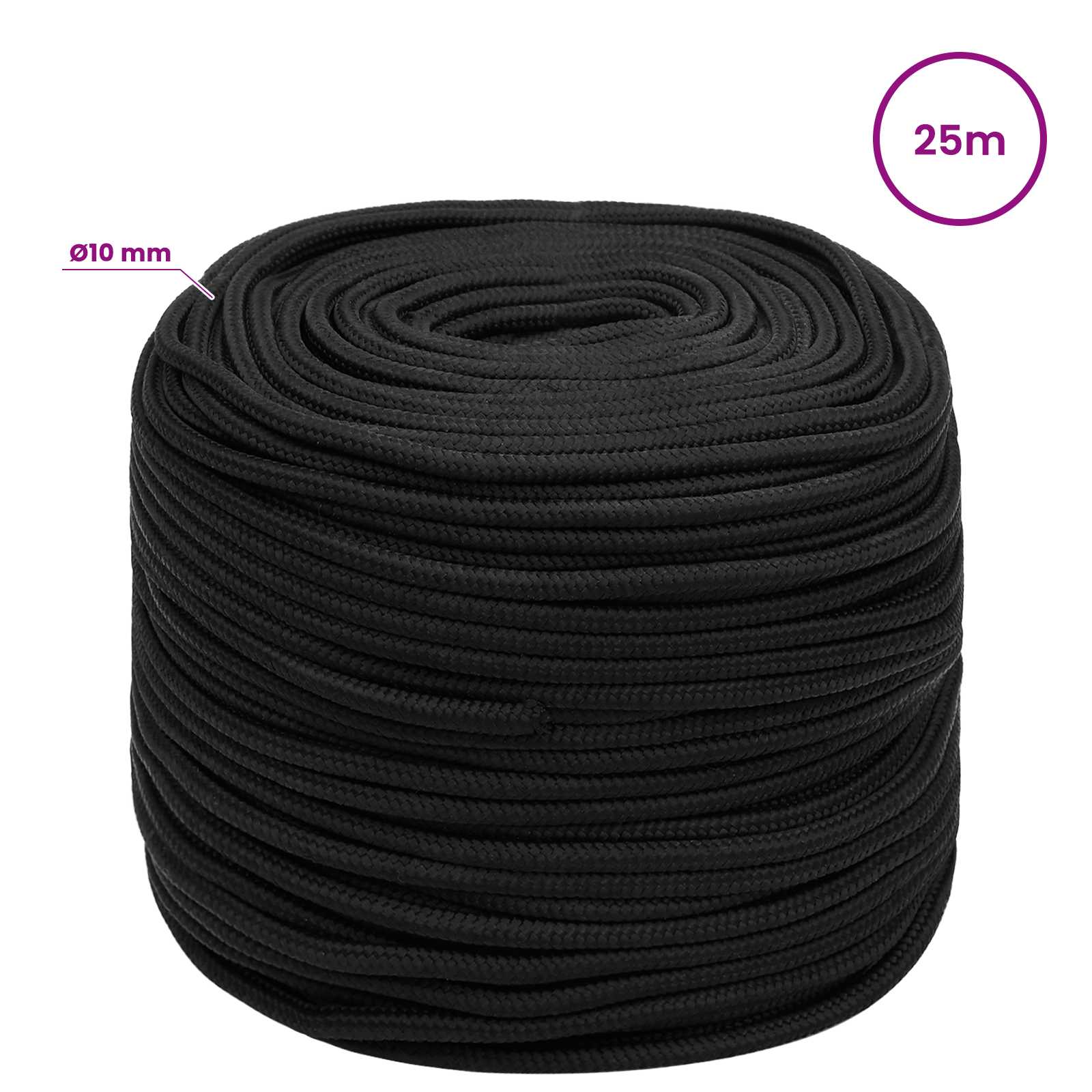 Multipurpose Utility Rope 10 mm 25 m Black PP 645 kg Max Load