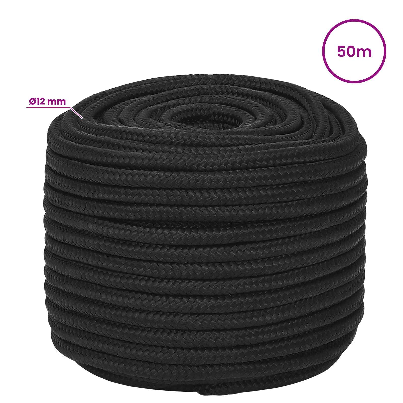 Multipurpose Utility Rope 12 mm 50 m Black PP 930 kg Max Load