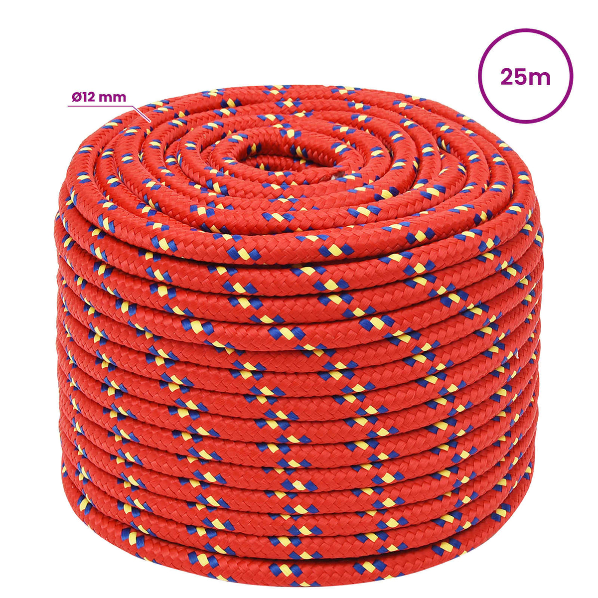 Multipurpose Utility Rope 12 mm 25 m Red PP 930 kg Max Load