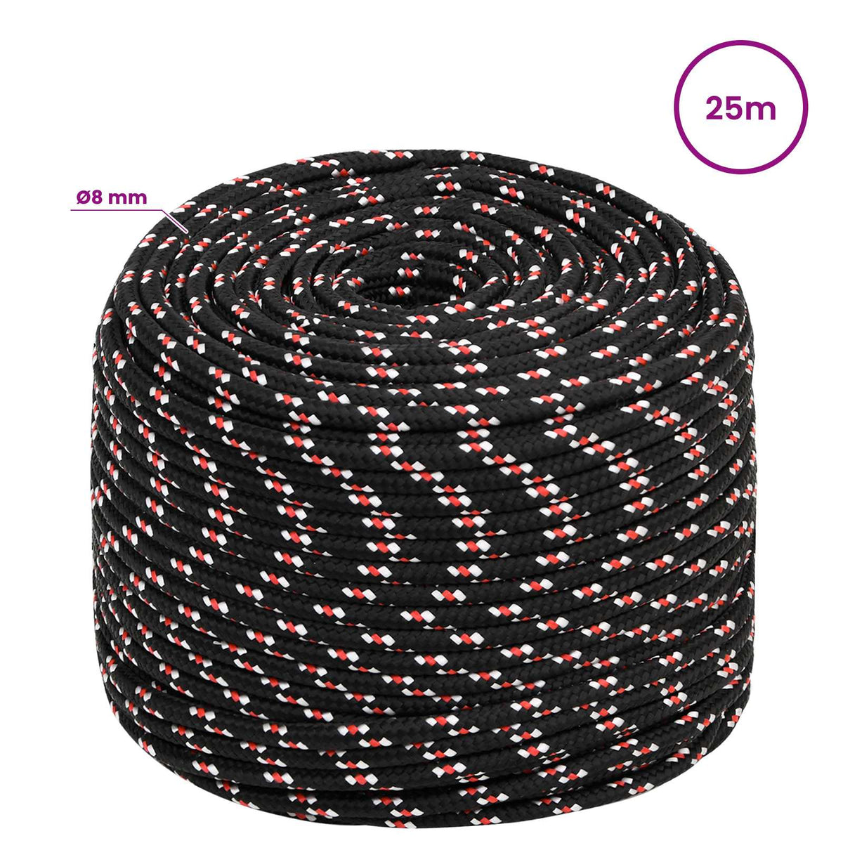 Multipurpose Utility Rope 8 mm 25 m Black and Red PP