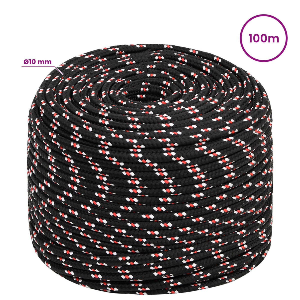 Multipurpose Utility Rope 10 mm 100 m Black and Red PP