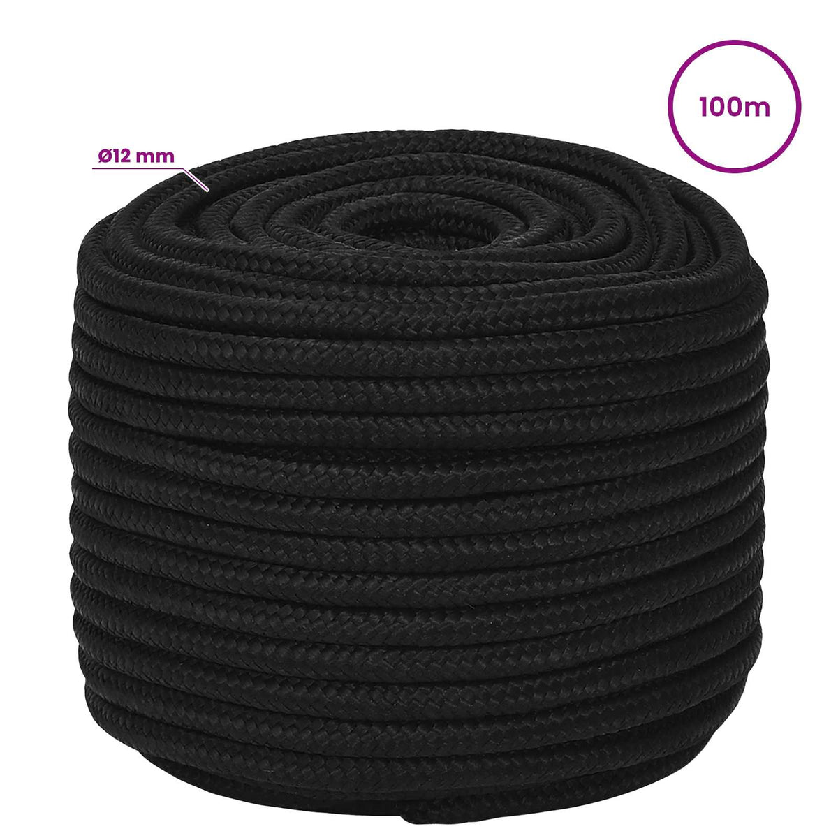 Multipurpose Utility Rope 12 mm 100 m Black PP 930 kg Max Load