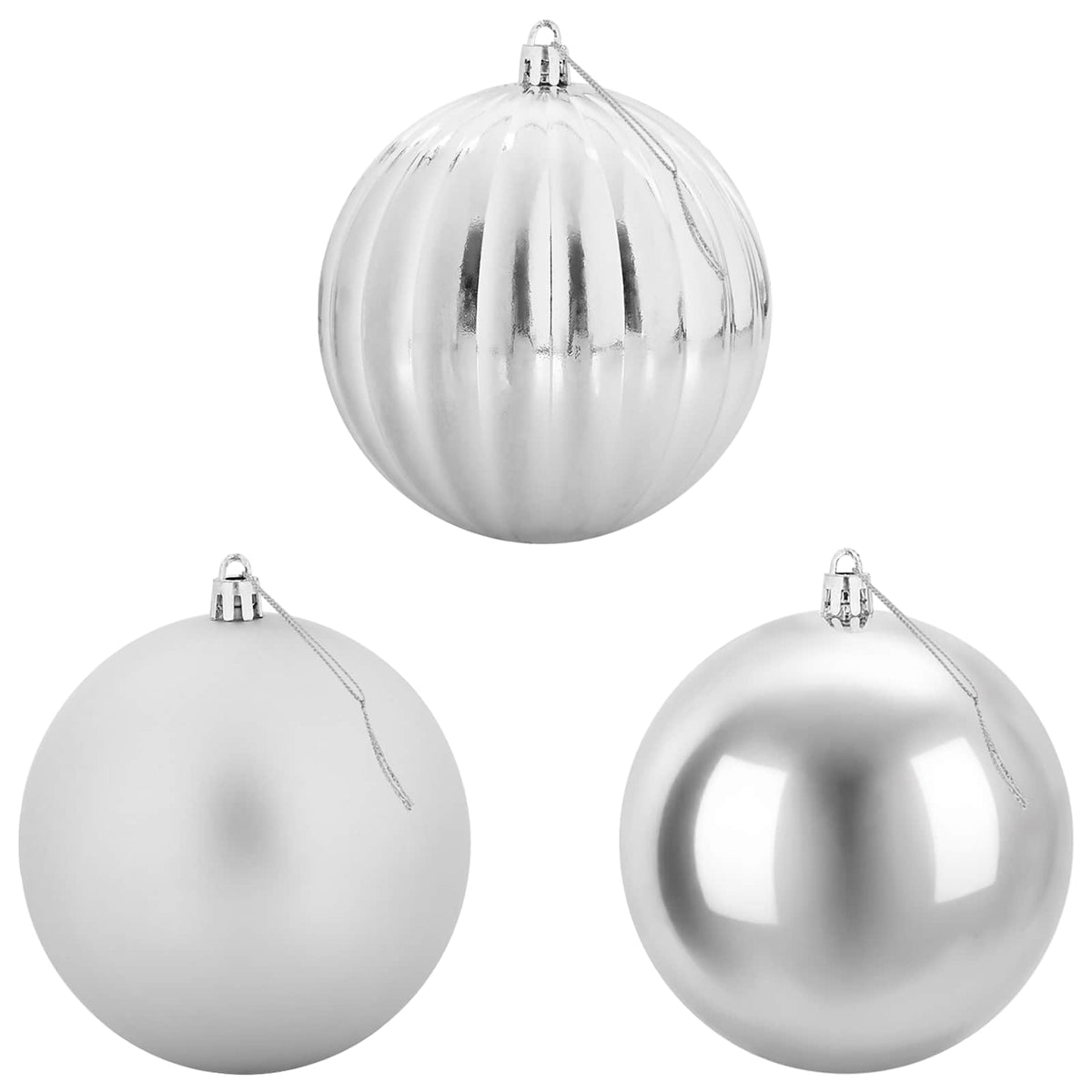 Christmas Ball Set XXL 3 pcs Silver Ø 25 cm Plastic