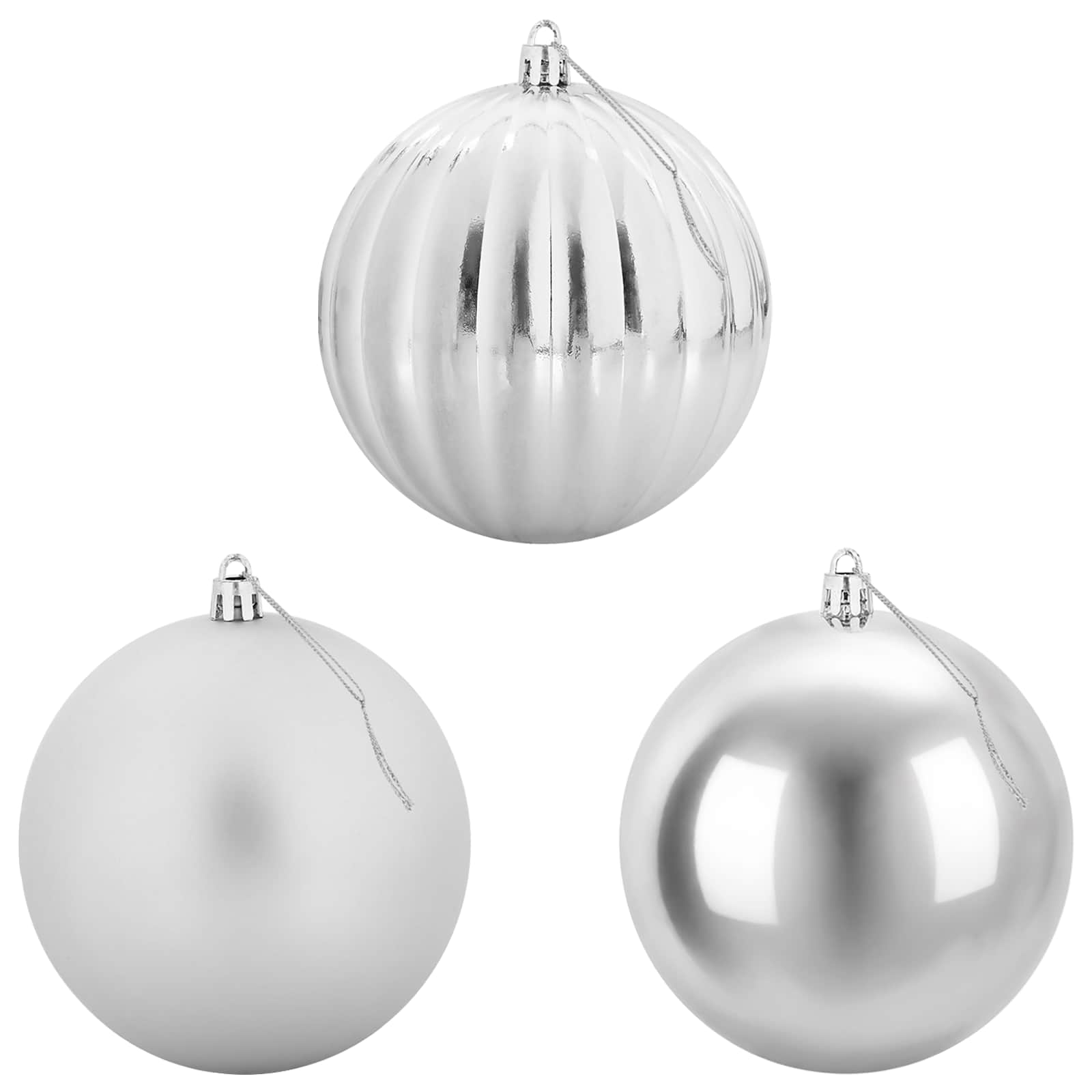 Christmas Ball Set XXL 3 pcs Silver Ø 25 cm Plastic