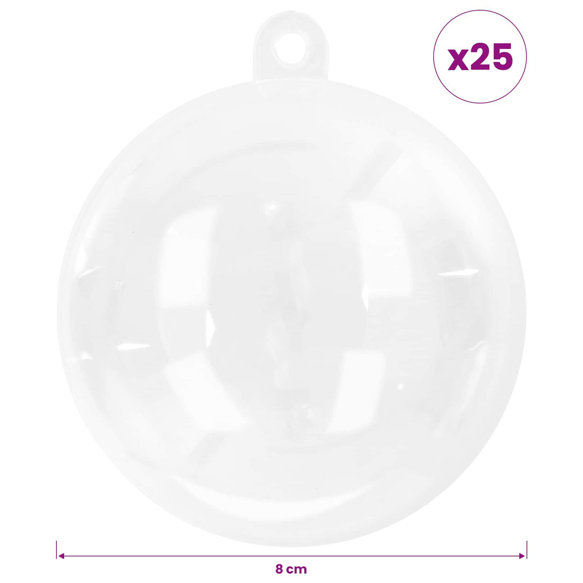 Christmas Ball Set 25 pcs Transparent Dia. 8 cm Plastic