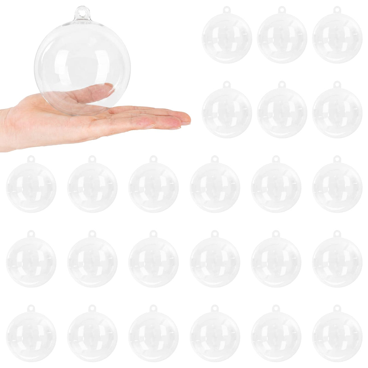 Christmas Ball Set XL 25 pcs Transparent Dia. 10 cm Plastic