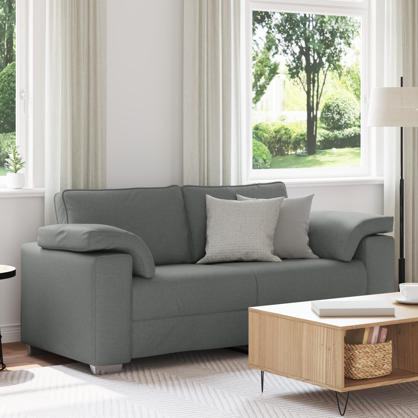 Loveseat Sofa Dark Grey 180 cm Fabric