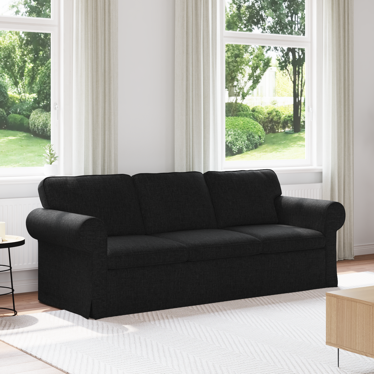 Sofa Black 215 x 82 x 80 cm Fabric