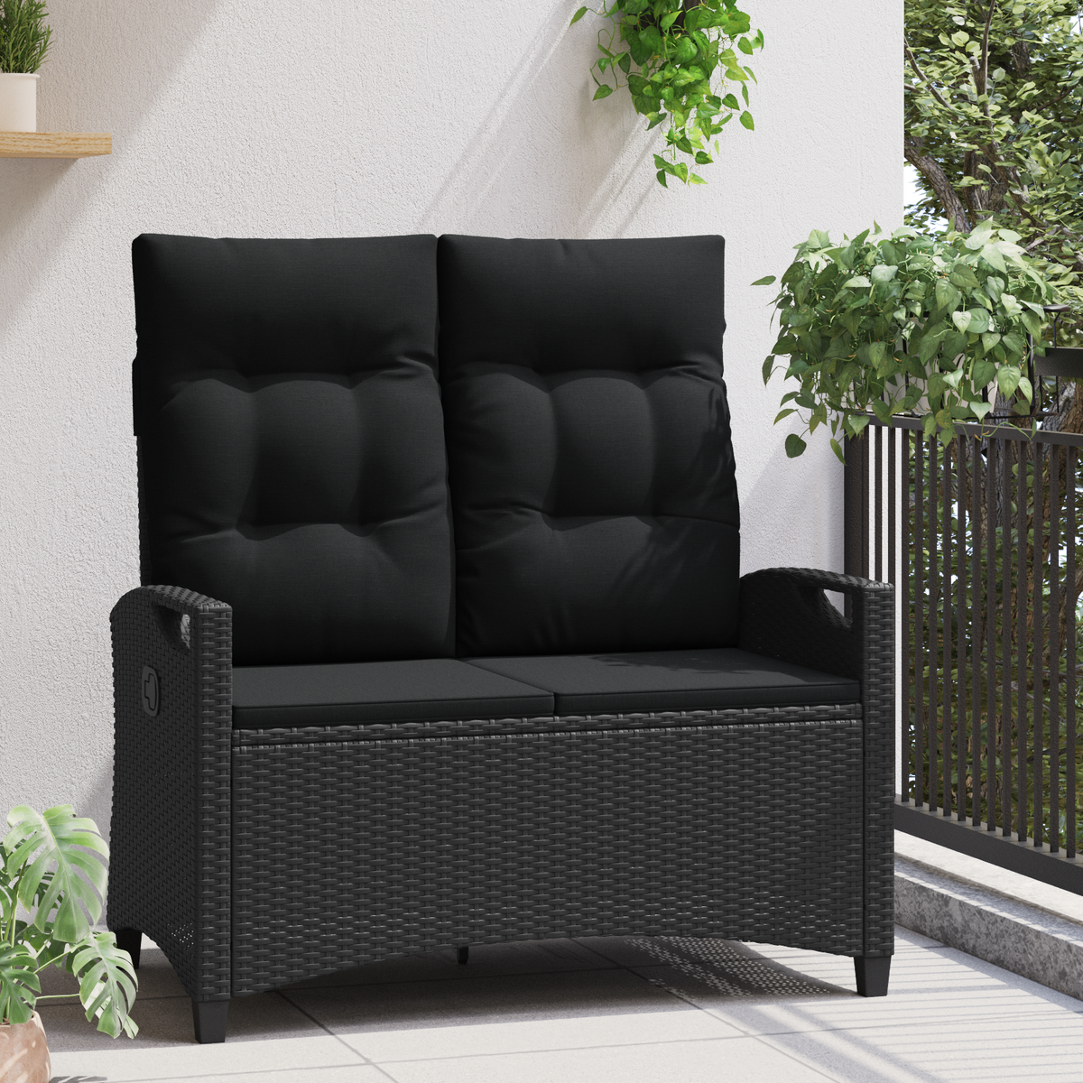 Garden Bench Black 105 x 60 x 112 cm Steel and Polyester