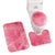 Anyhouz Bath Mat 3pc Dark Pink Bathroom Silk Tie-Dye Toilet Soft Non Slip Rug Shower Carpets Toilet Lid Cover Floor Mats for Hallway