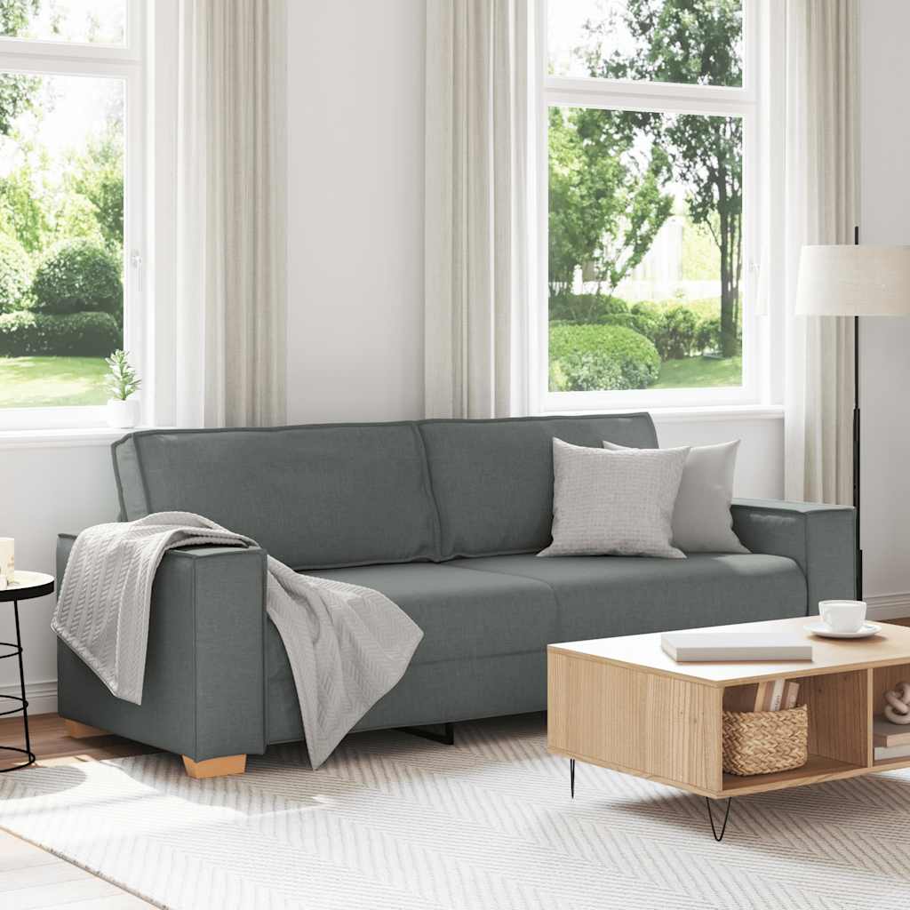 3-Seater Sofa Dark Grey 220x78x84 cm Fabric