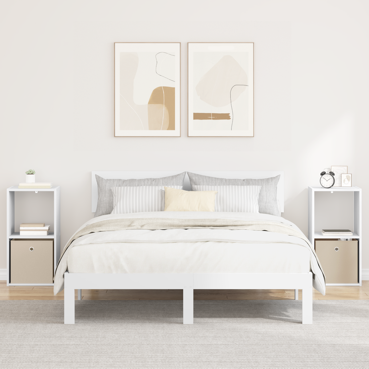 Bedside Table 2 pcs White 35 x 32 x 68.5 cm Engineered Wood