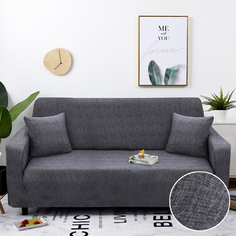 Anyhouz 1 Seater Sofa Cover Plain Gray Style and Protection For Living Room Sofa Chair Elastic Stretchable Slipcover