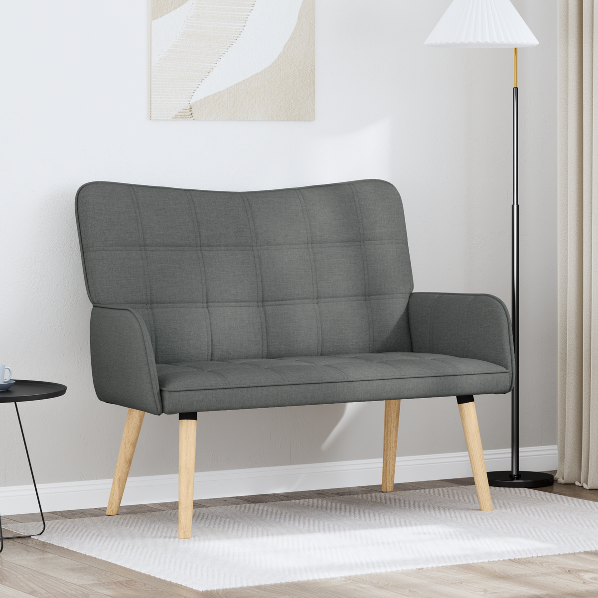 2-Seater Sofa Dark Grey 115 x 61 x 87 cm Fabric