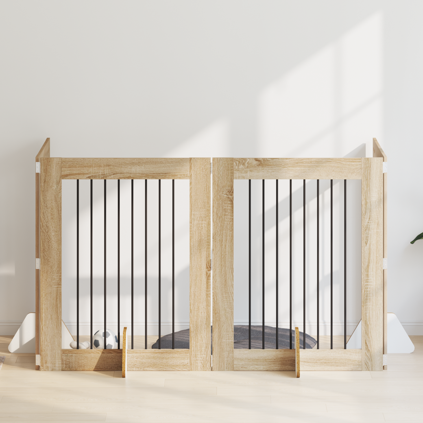 Foldable Dog Gate with Stands 4 pcs Sonoma Oak 321 cm