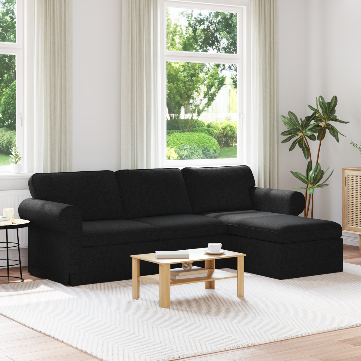 Sofa Black 245 x 138 x 80 cm Fabric