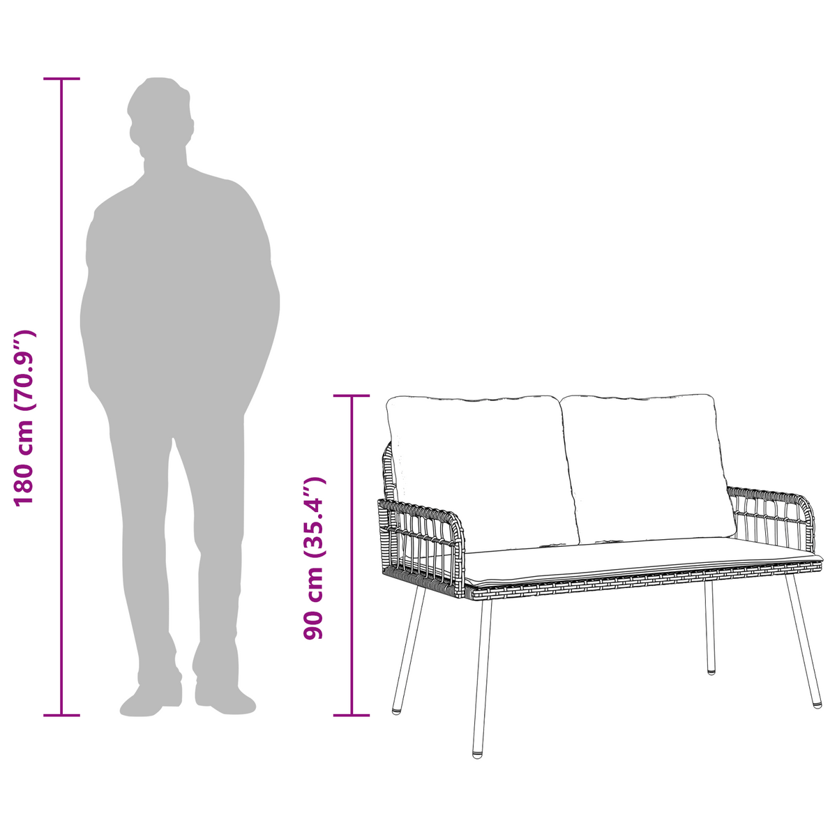 Garden Bench with Cushion Anthracite 114 x 64 x 90cm Steel