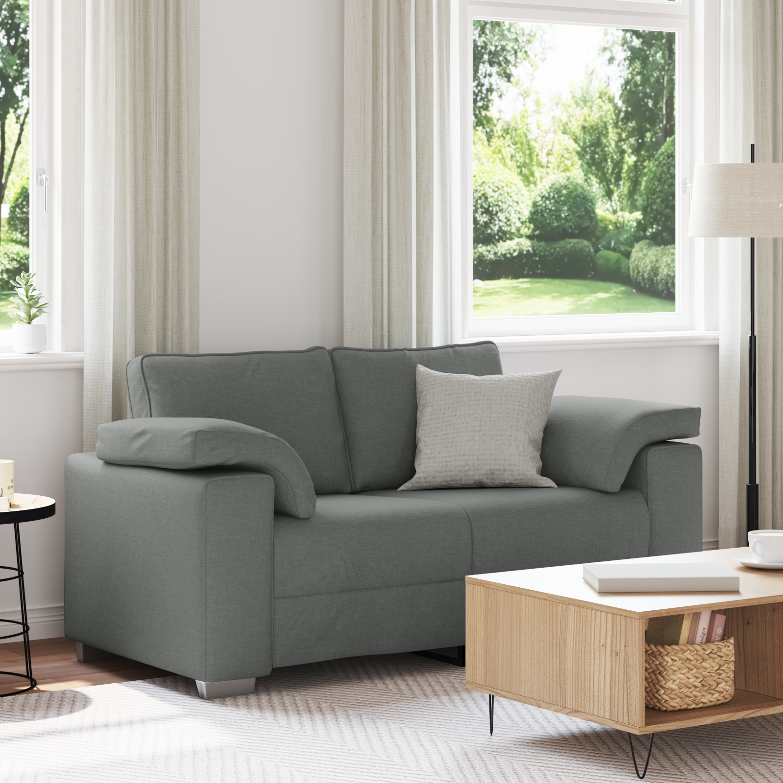Loveseat Sofa Dark Grey 160 cm Fabric