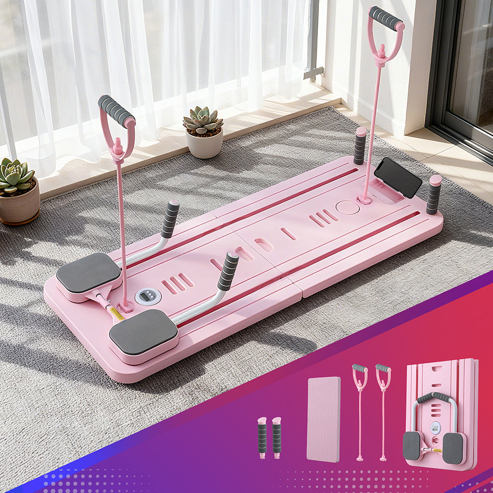 Everfit Pilates Reformer Abdominal Exercise Board Push Up Set Fitness Pink