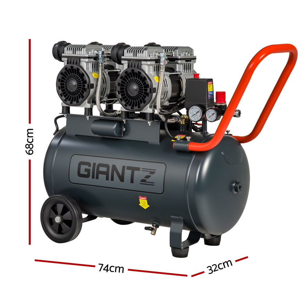 Giantz 50L Air Compressor Quiet 3.0HP Oil-Free Portable Tyre Inflator 200L/Min