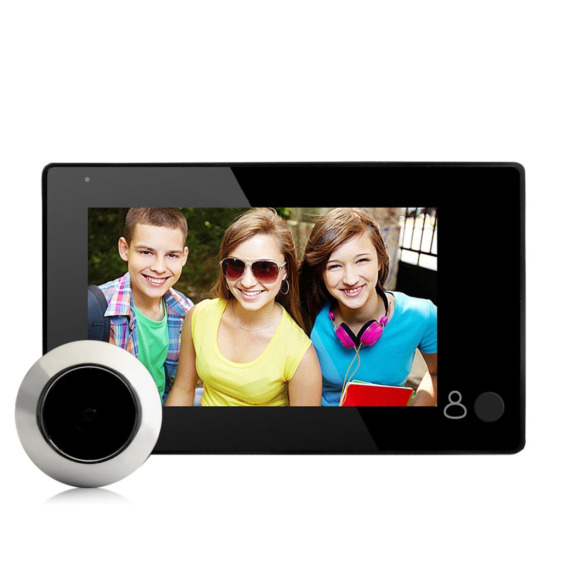 4.3 Security Camera Door Peephole With One-Key Watch - Black-1915196779251503105