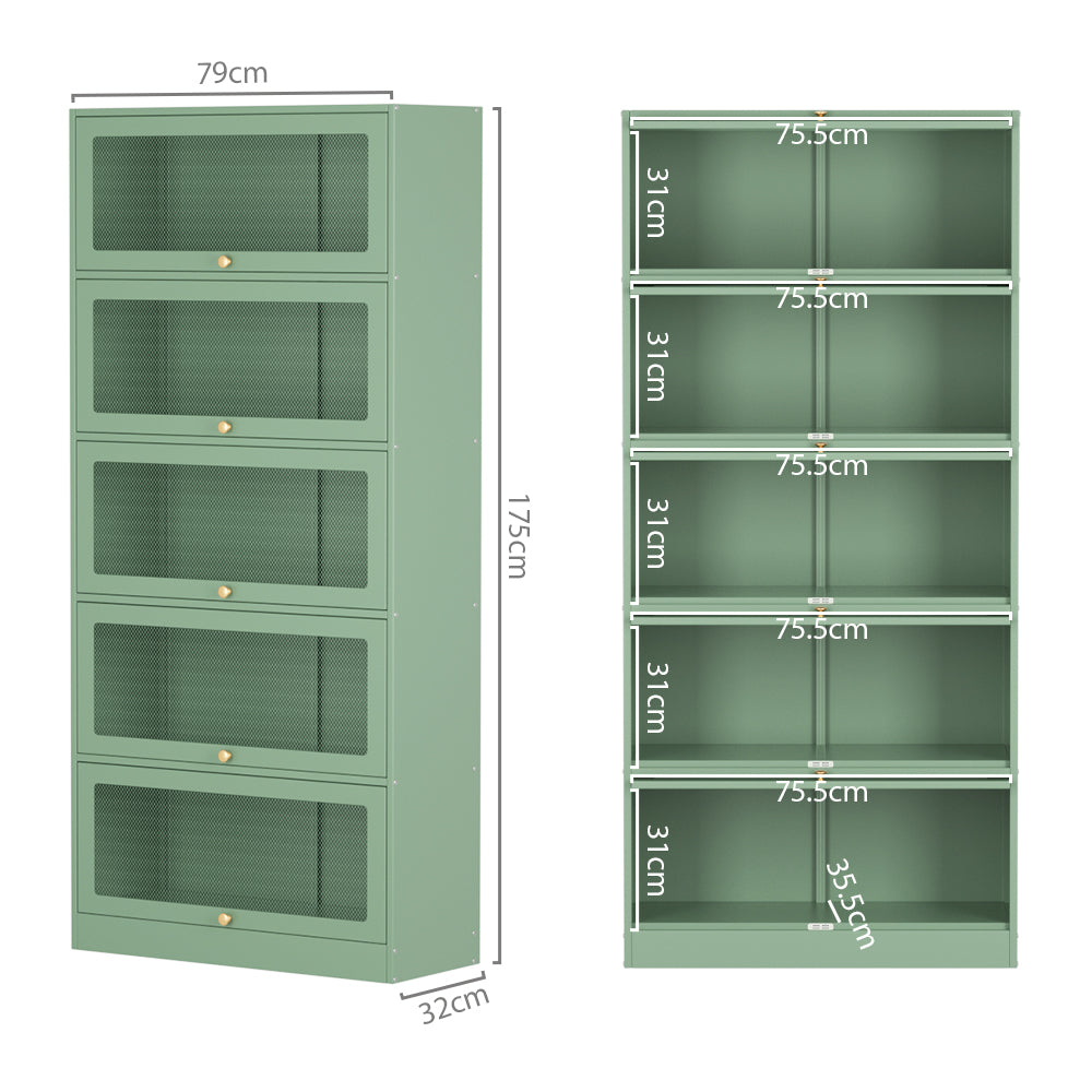 ArtissIn Buffet Sideboard Cupboard Cabinet Storage Mesh Doors Metal Green ELIA