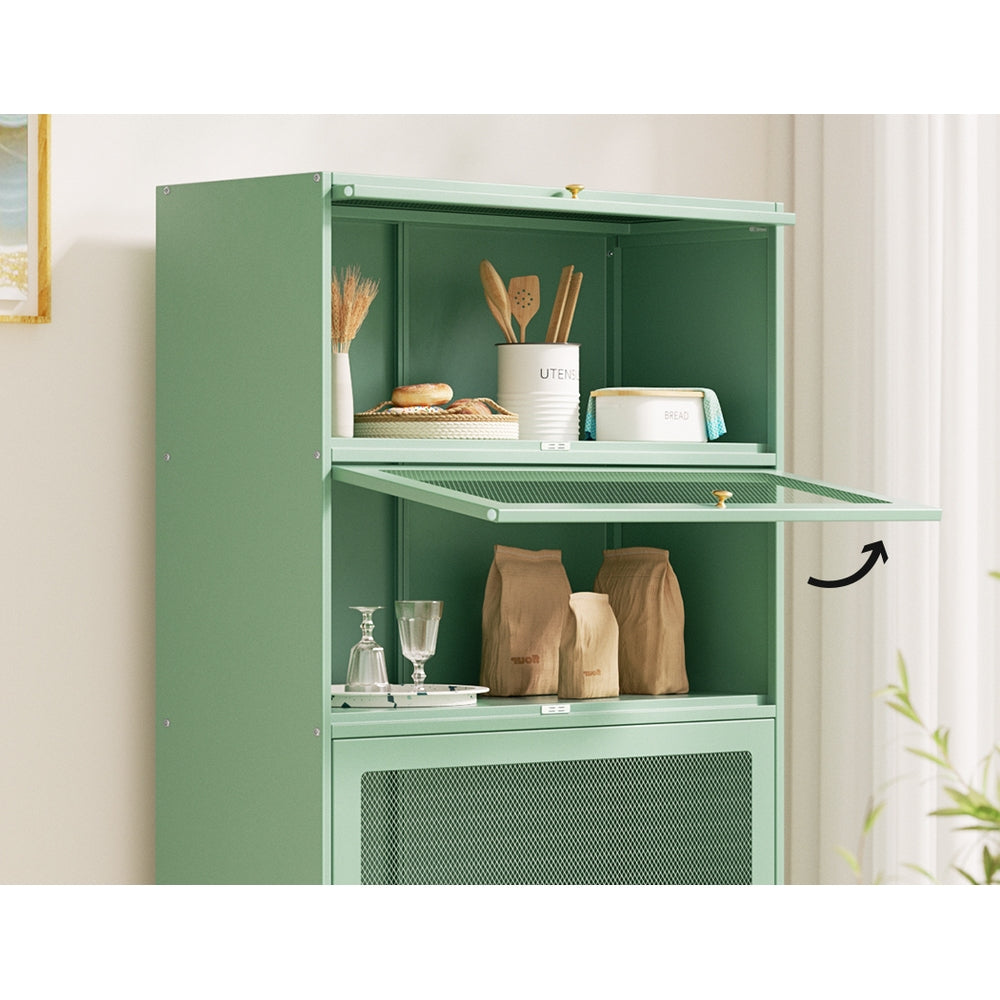 ArtissIn Buffet Sideboard Cupboard Cabinet Storage Mesh Doors Metal Green ELIA