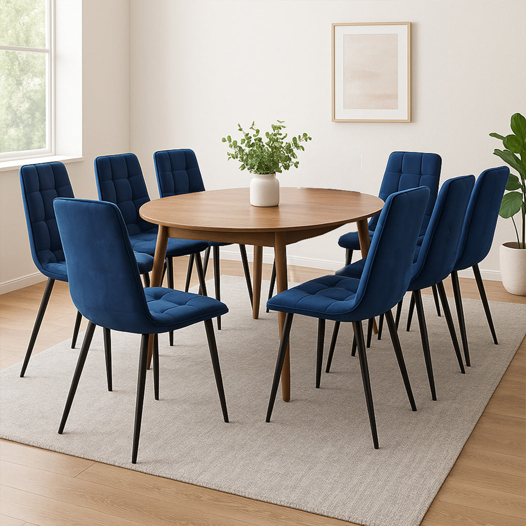 Levede 4x Dining Chairs Kitchen Velvet Blue-1973193557619642375