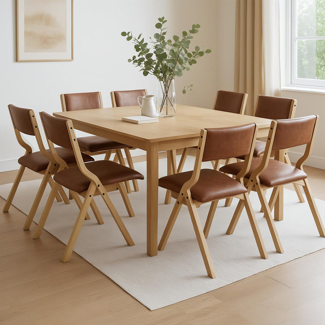 Levede 8x Dining Chairs Foldable PU Tan-1973193563210649607
