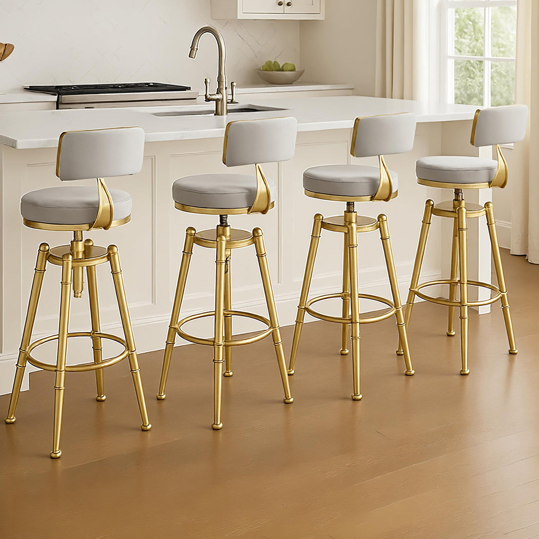 Levede 4x Swivel Bar Stools Kitchen Bar Chair Grey-1973193551277854727