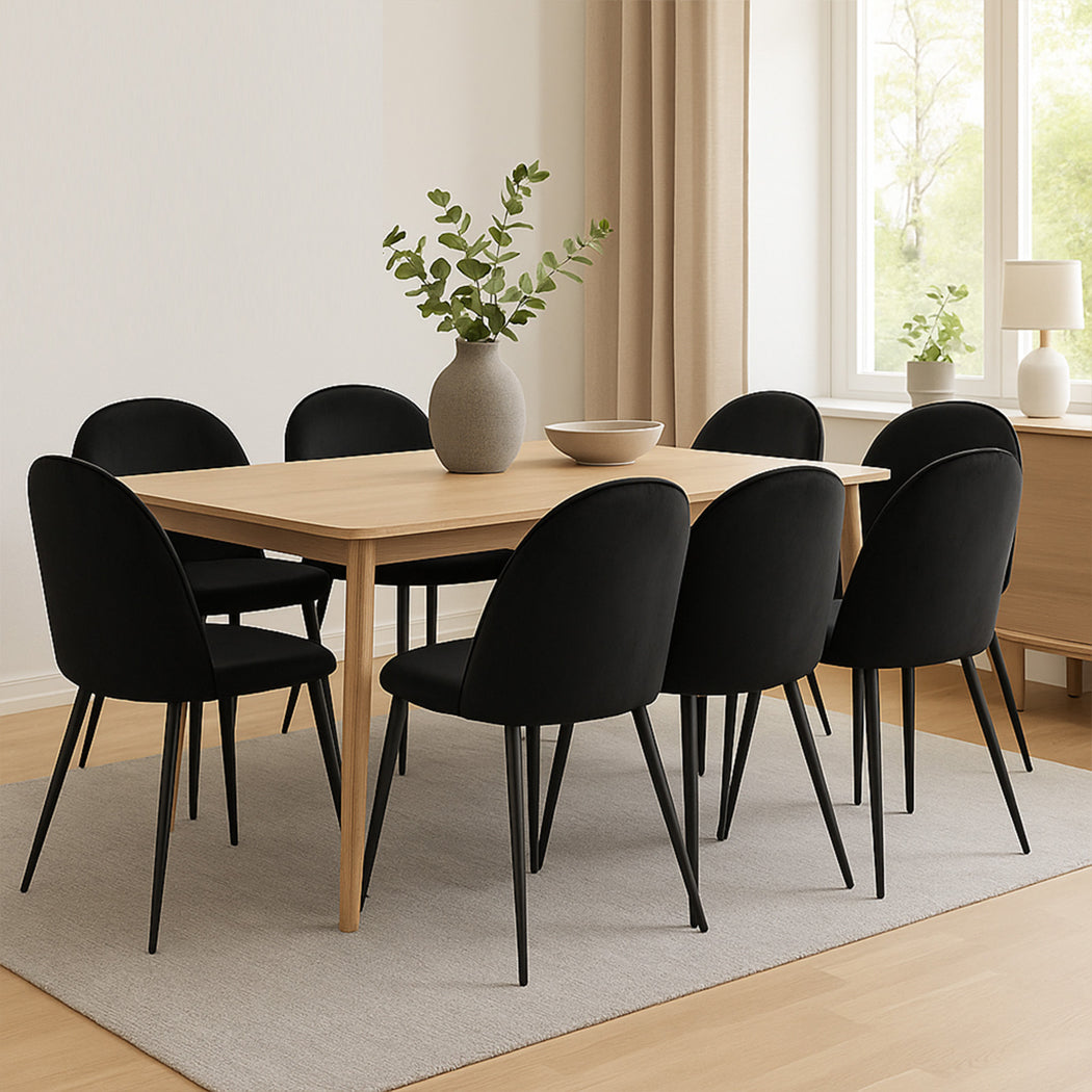 Levede 8x Dining Chairs Kitchen Cafe Black-1973193554335502343