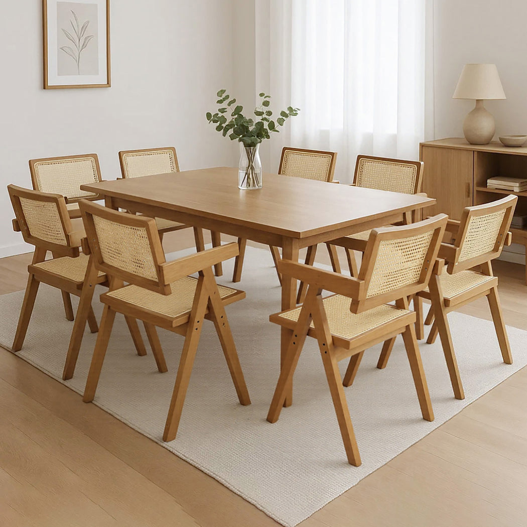 Levede 8x Dining Chair Solid Wood Rattan-1973193564351500295