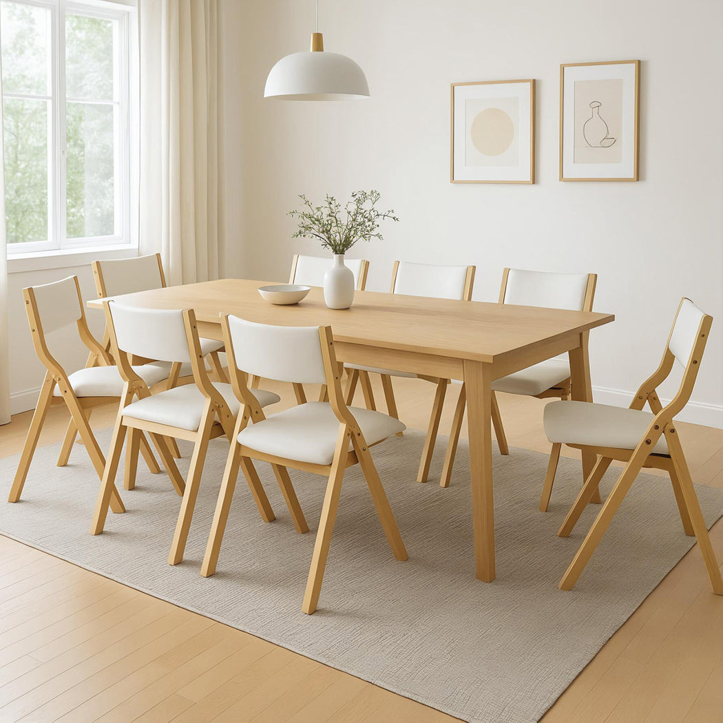Levede 8x Dining Chairs Foldable PU Beige-1973193562644418567