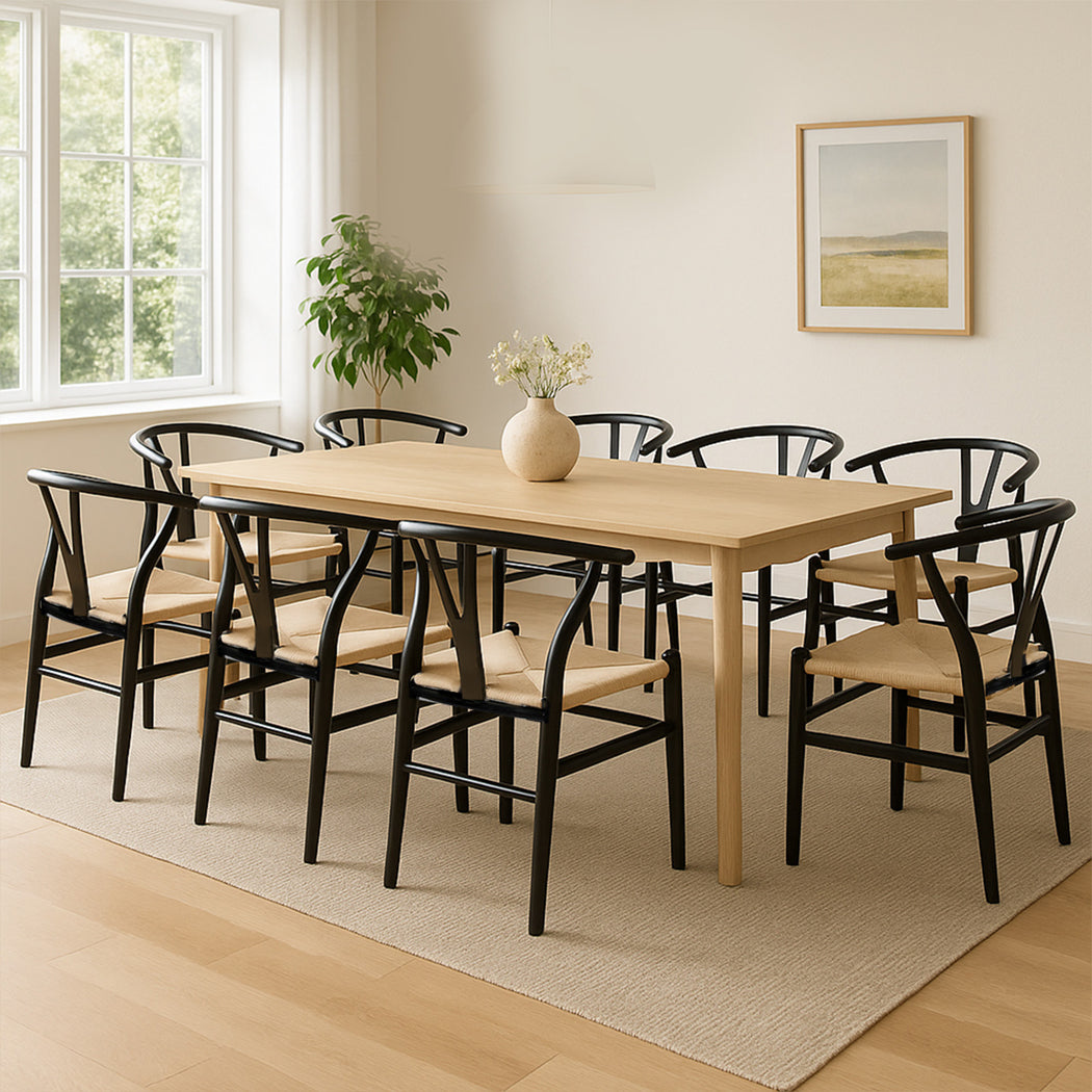 Levede 8x Dining Chairs Wooden Hans Black-1973193556843696135