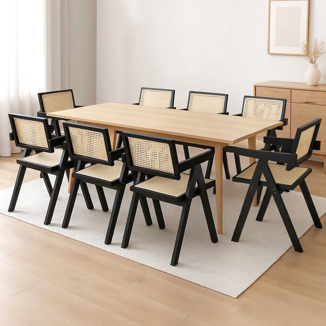 Levede 8x Black Wicker Armchair Dining Chair-1973193565106475015