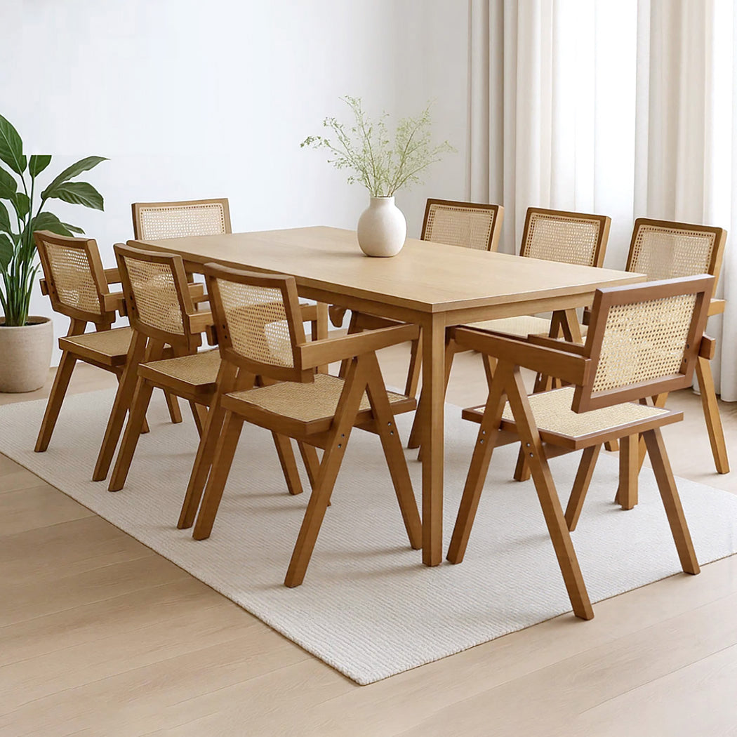 Levede 8x Walnut Wicker Armchair Dining Chair-1973193565890809863