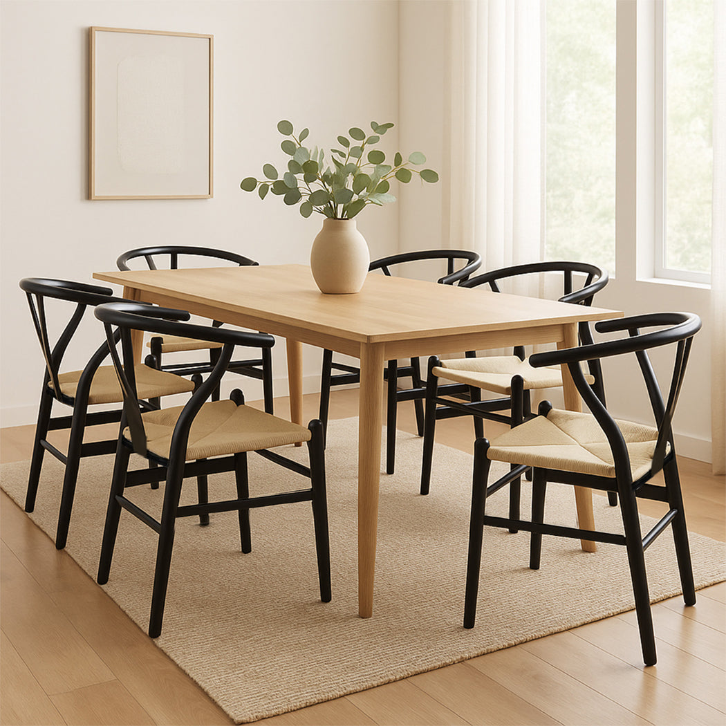Levede 6x Dining Chairs Wooden Hans Black-1973193556642369543