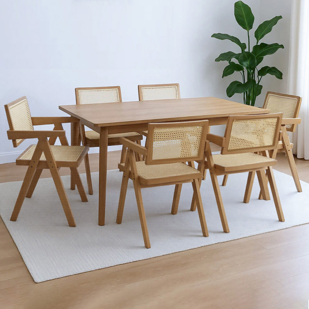 Levede 6x Dining Chair Solid Wood Rattan-1973193564158562311