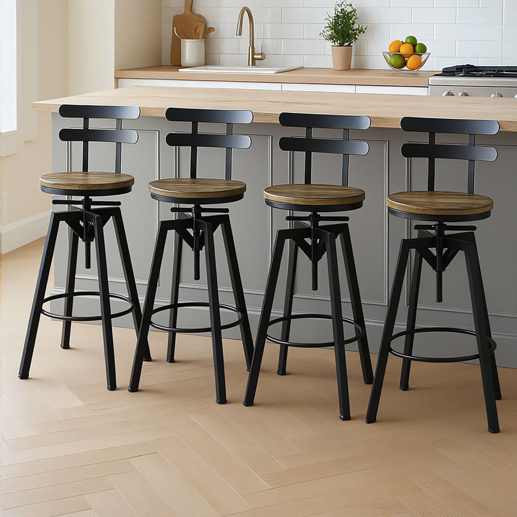 Levede 4x Bar Stool Industrial Adjustable-1973193551831502855
