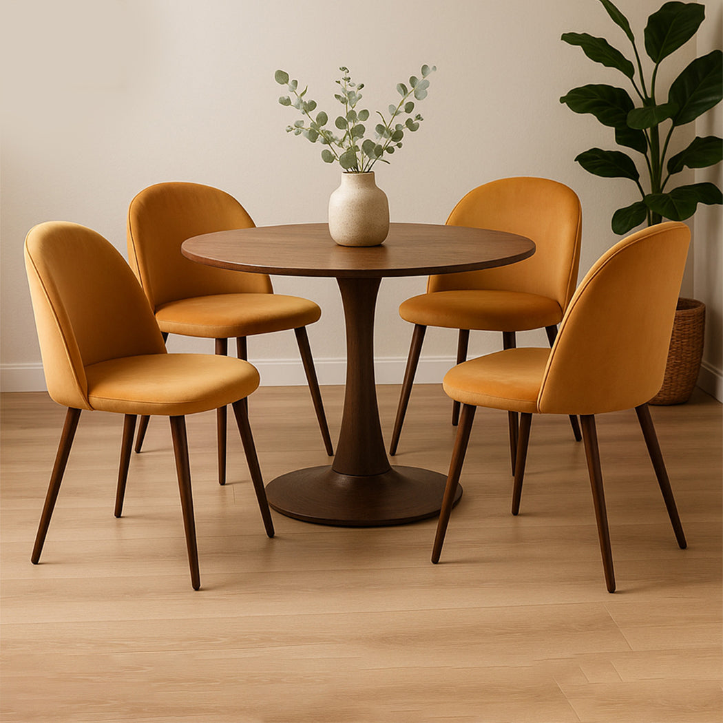 Levede 4x Dining Chairs Seat French Mustard-1973193555694456839