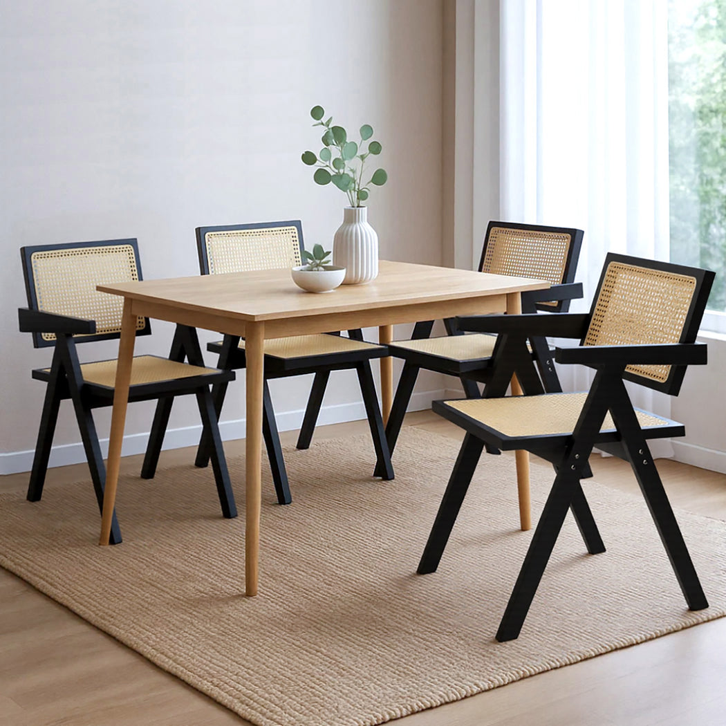 Levede 4x Black Wicker Armchair Dining Chair-1973193564733181959