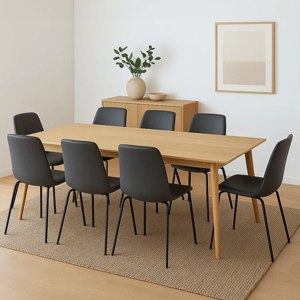Levede Stackable Dining Chairs Kitchen Grey Set of 8-1973193562073993223